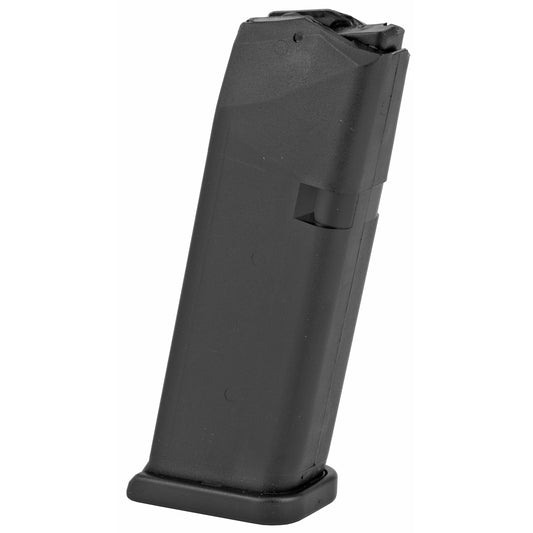 Glock 19, 10 round magazine facing right on a white background.