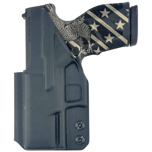 Pistol with American flag design on the grip against a white background