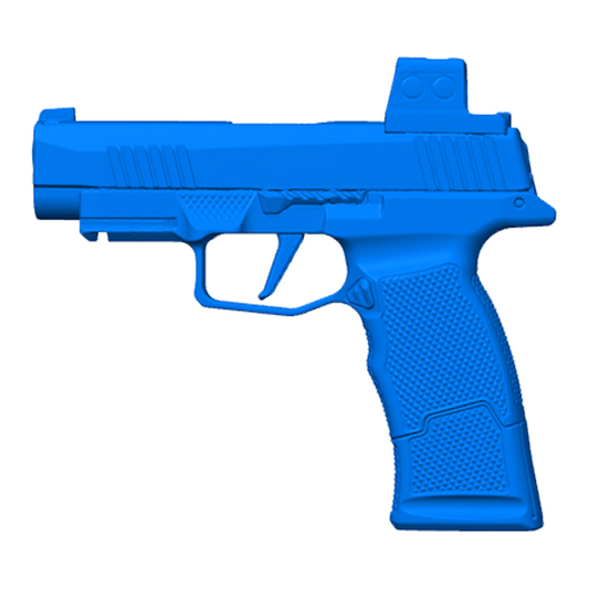 Blue plastic gun on a white background