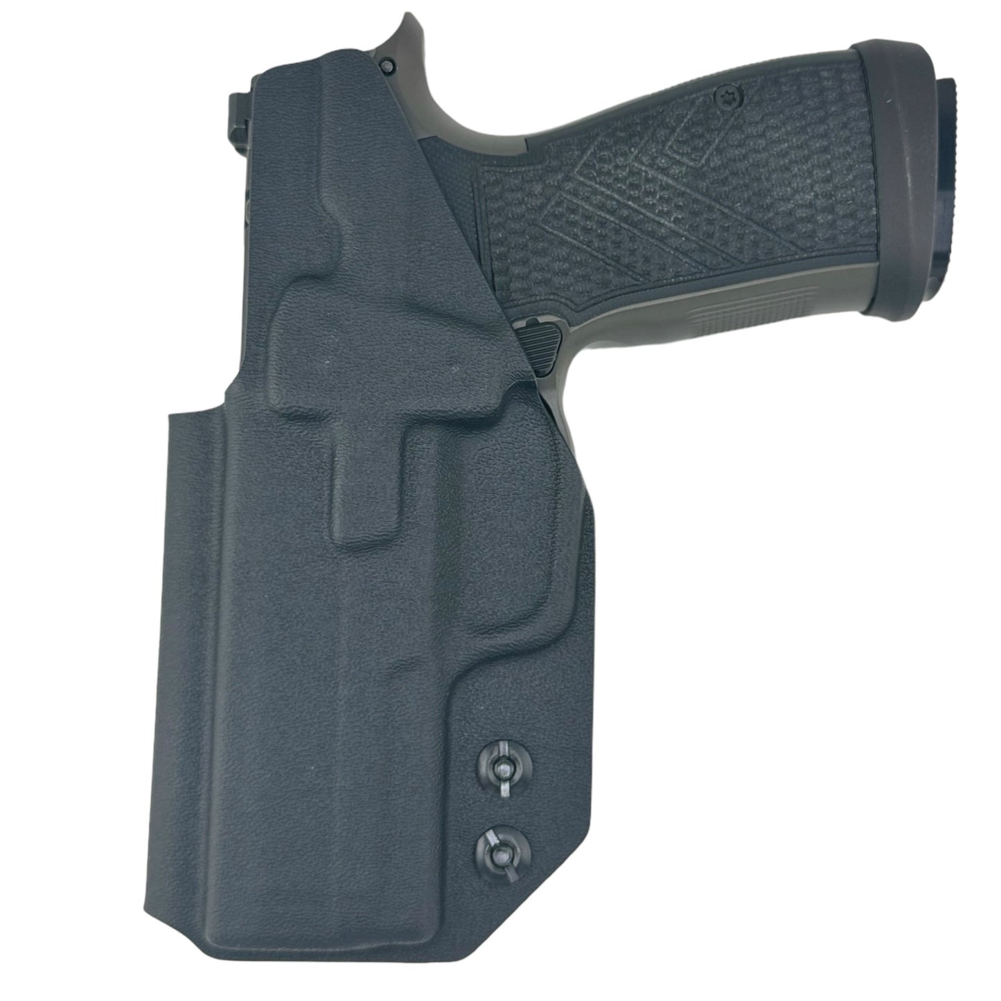 Black gun holster on a white background