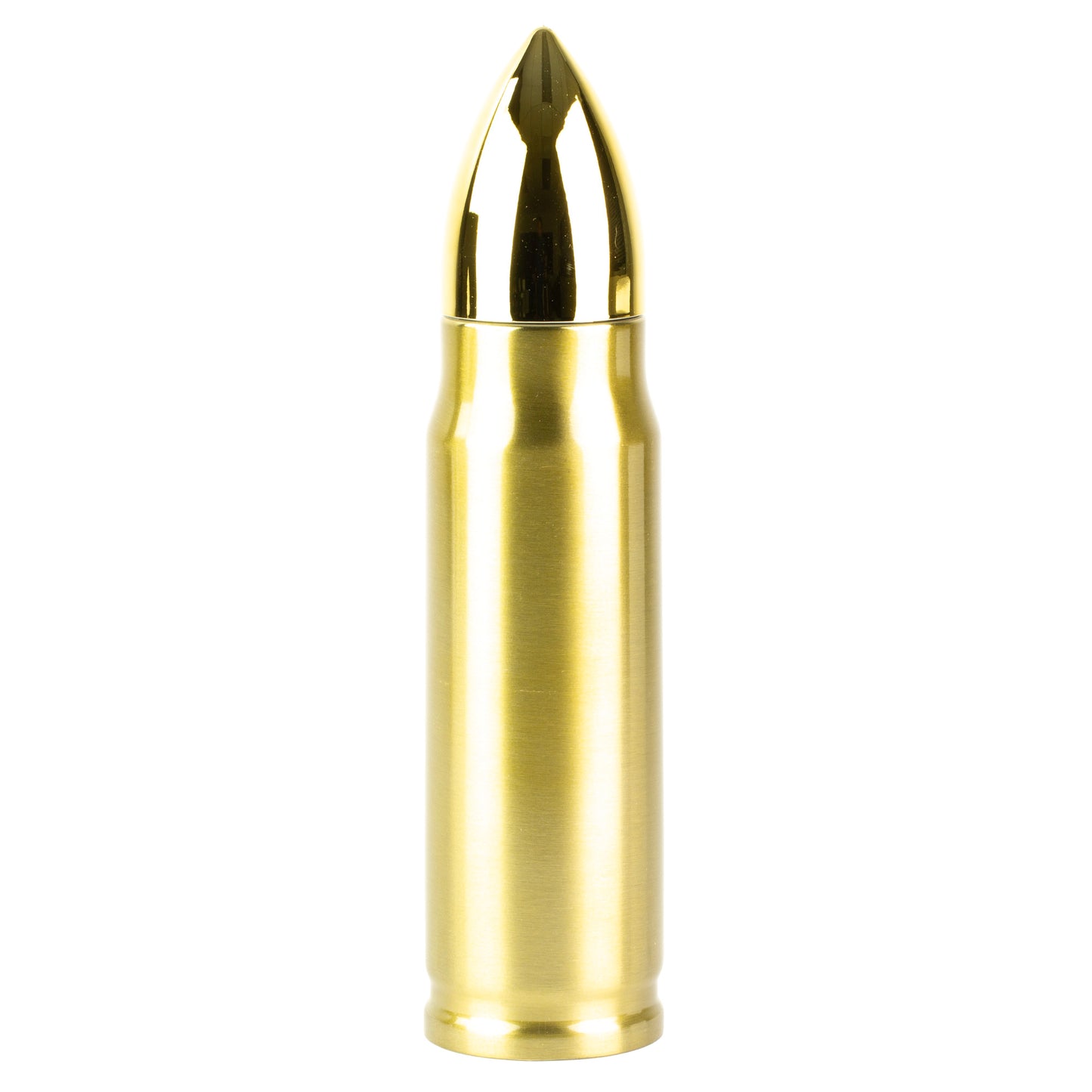 Gold-colored bullet-shaped container on a white background