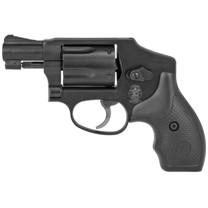 SMITH & WESSON 442 BLACK FIREARM ON WHITE BACKGROUND.