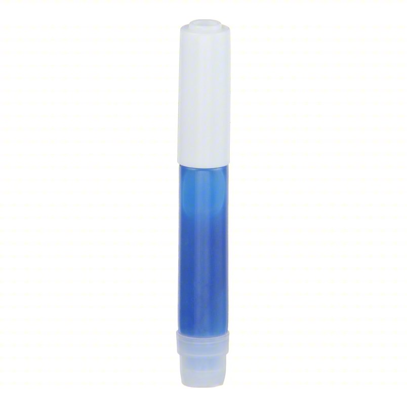 Blue and white cylindrical object on a white background