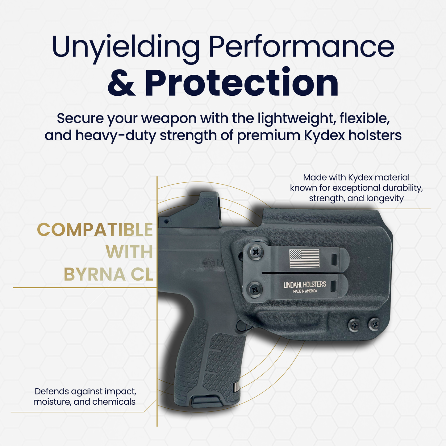 Byrna CL holster showing that it is in a compatible black holster.