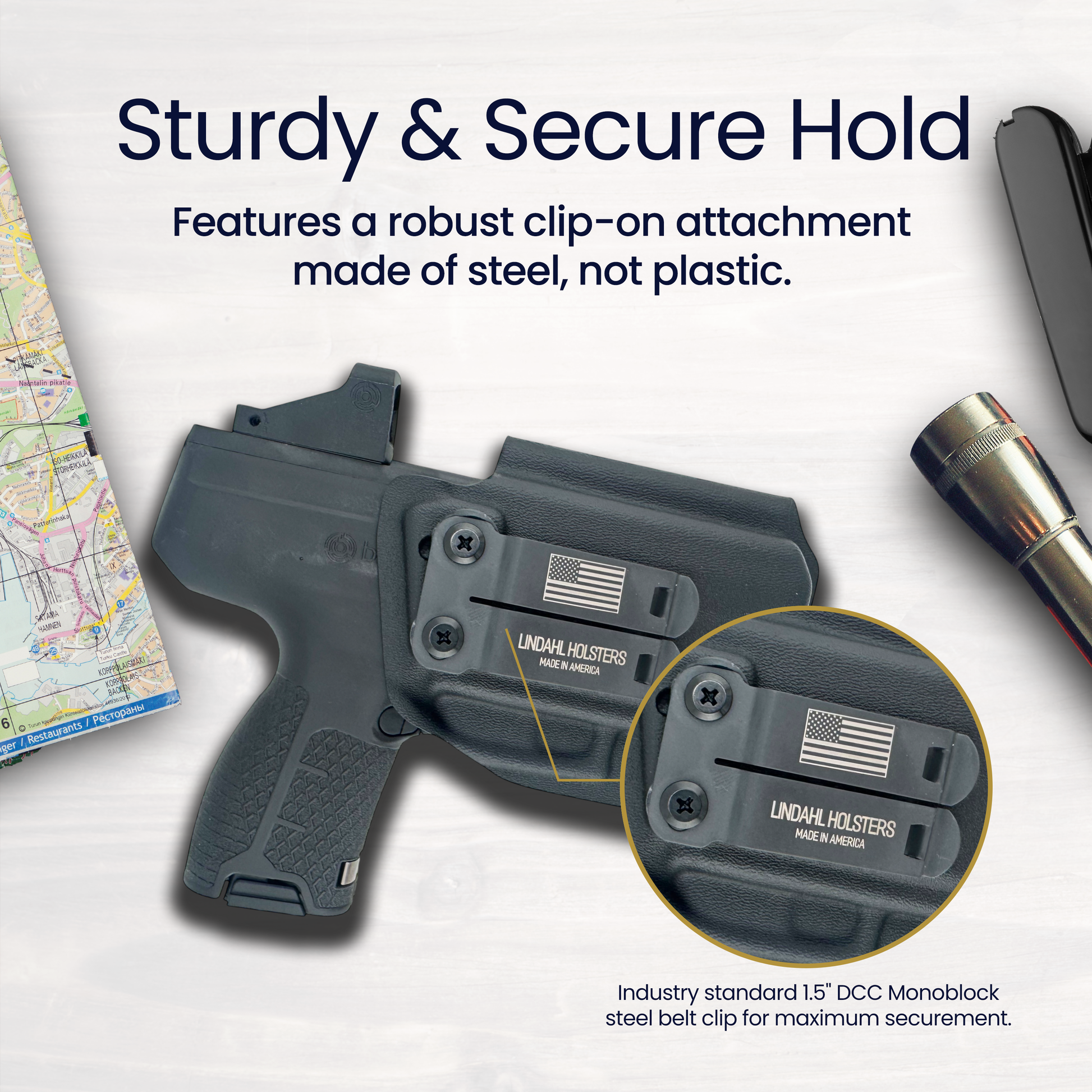 Byrna CL holster with the DCC Monoblock belt clip.