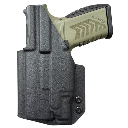 DERYA DY9Z WITH A STREAMLIGHT TLR-7 SUB IN A BLACK IWB LINDAHL HOLSTER.