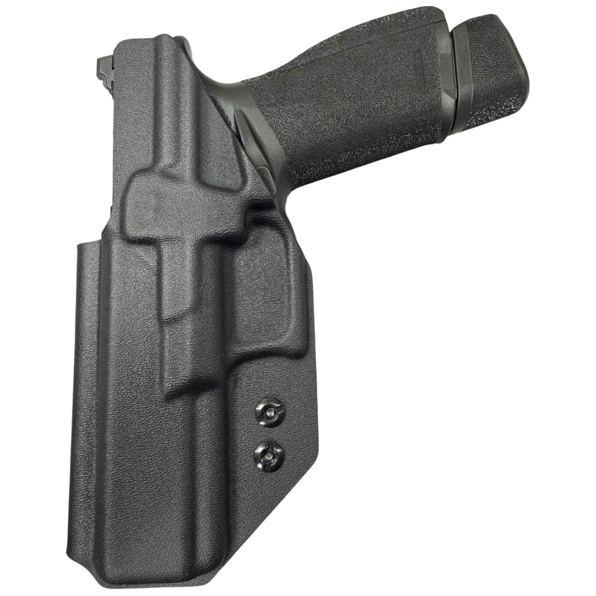 Black gun holster on a white background