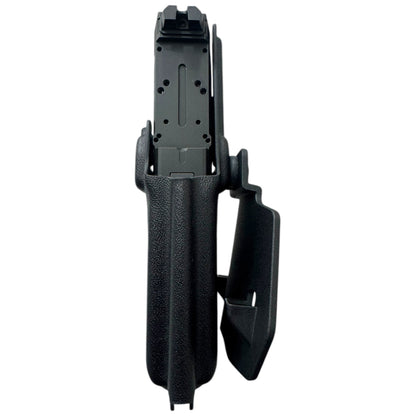 Black firearm magazine on a white background