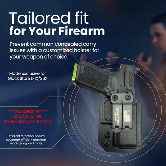 Picture of a Lindahl Holsters IWB black holster for the Glock Store M1X.