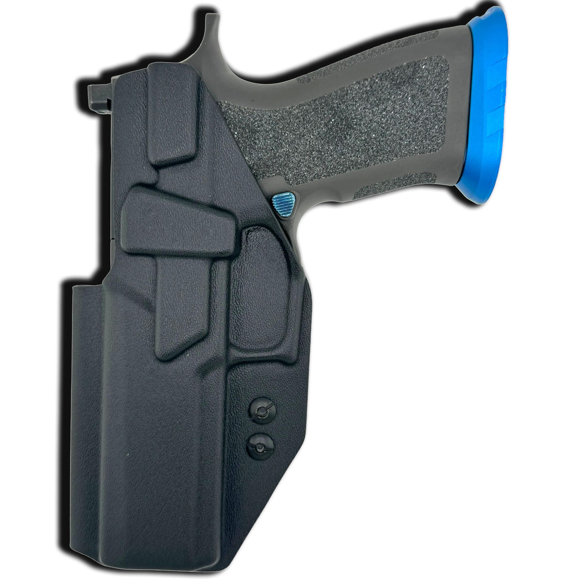 BACK OF SIG SAUER P320 X5 LEGION HOLSTER IN BLACK.