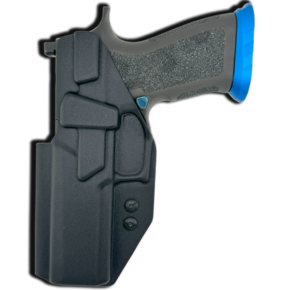 BACK OF SIG SAUER P320 X5 LEGION HOLSTER IN BLACK.