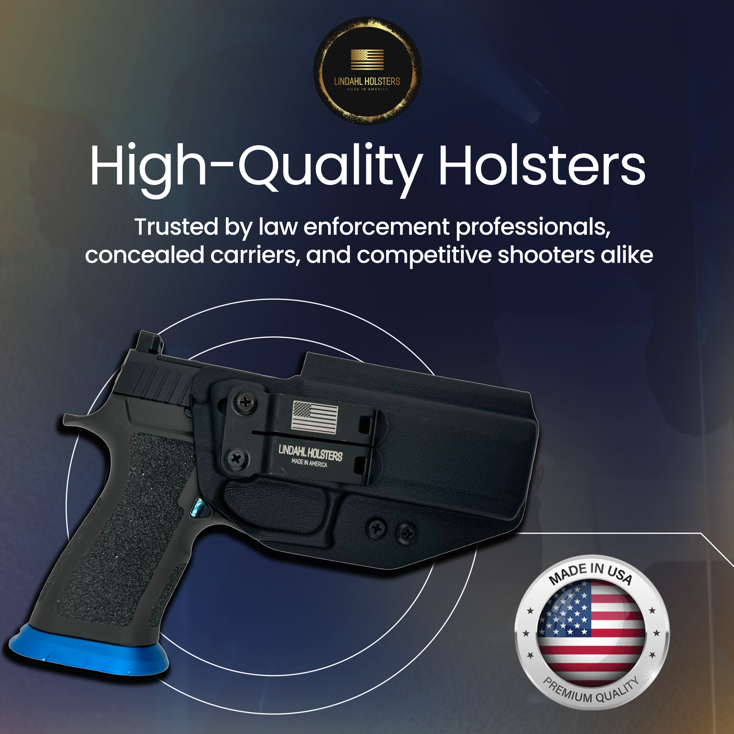 Handmade SIG P320 M17 Kydex concealed carry holster by Lindahl Holsters, Made in USA.