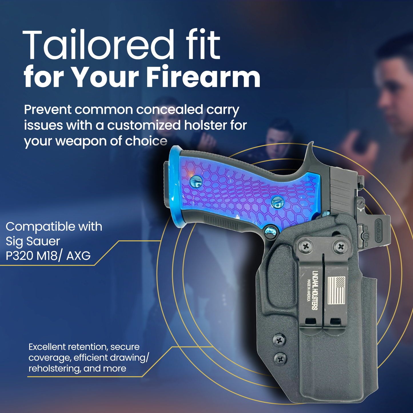 SIG SAUER M18 HOLSTER WITH AXG GRIP MODULE AND BLUE GRIP PANELS