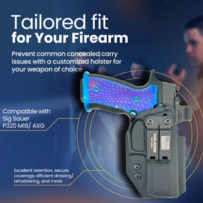 SIG SAUER M18 HOLSTER WITH AXG GRIP MODULE AND BLUE GRIP PANELS