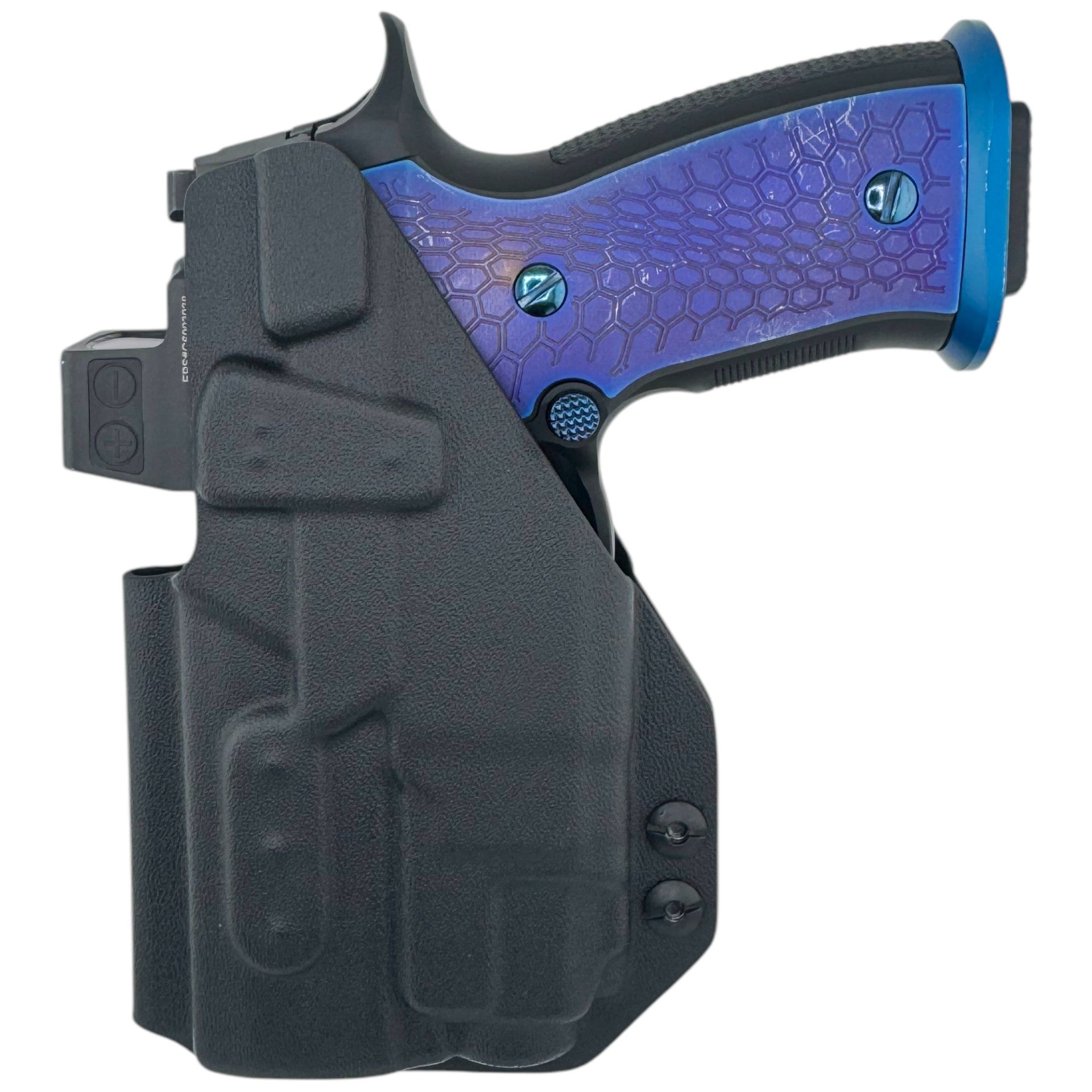 BACK OF P320 M18 TLR-8 HOLSTER IN BLACK.