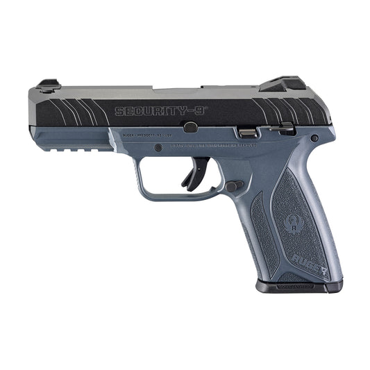 Gray handgun with 'Security 9' branding on a white background
