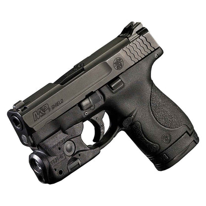 Black handgun with visible branding on a white background