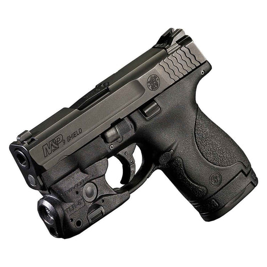 Black handgun with visible branding on a white background