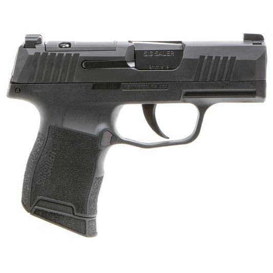 Black handgun with 'Sig Sauer' branding on a white background