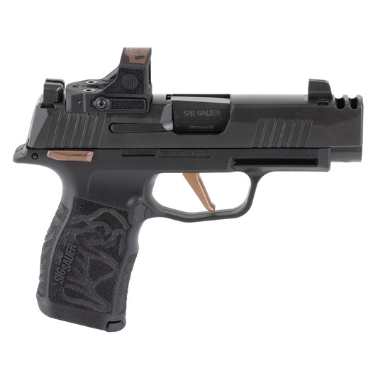 Black handgun with visible branding on a white background
