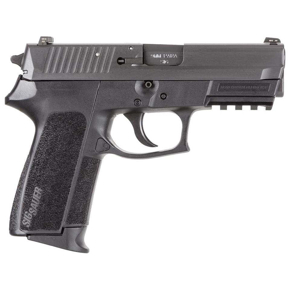 Black handgun with visible branding on a white background