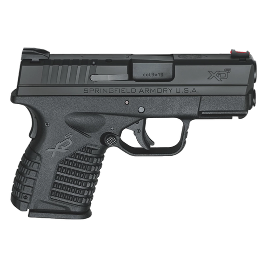 Black handgun with 'Springfield Armory U.S.A.' branding on a white background