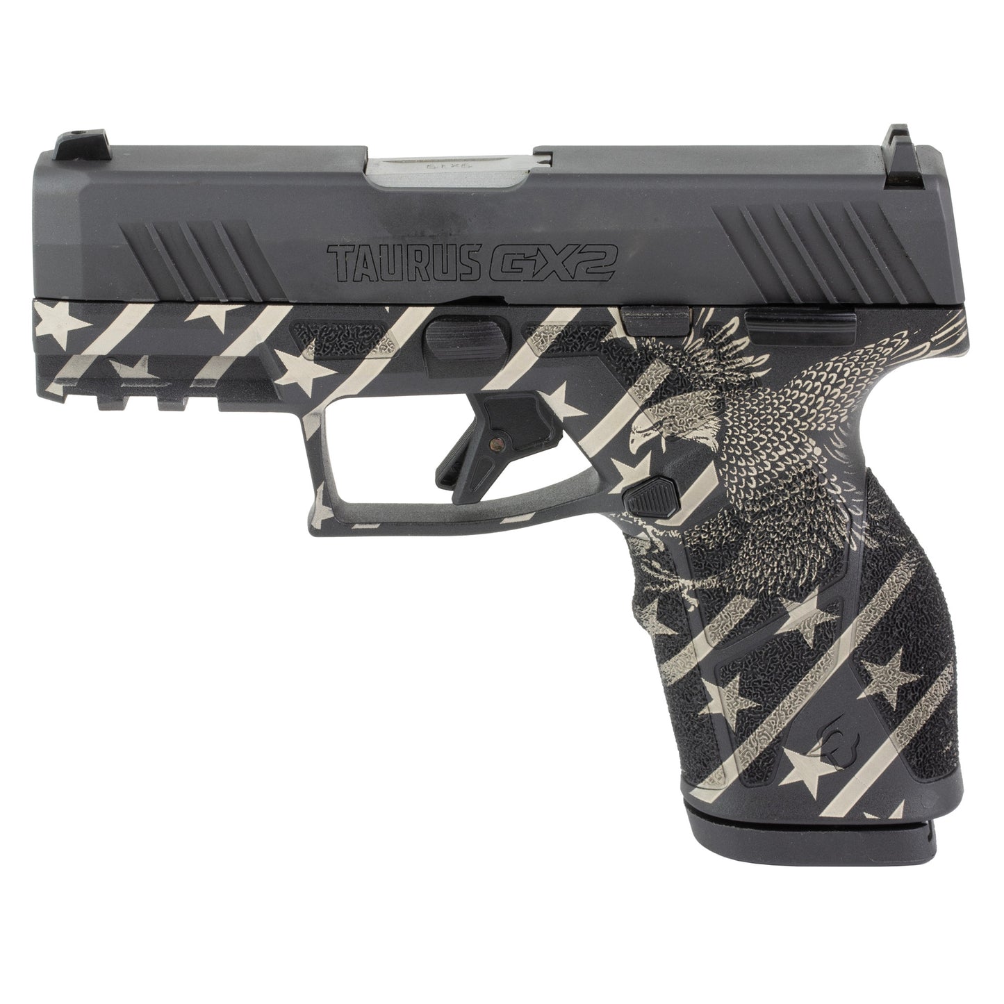 TAURUS GX2 FIREARM ON A WHITE BACKGROUND.