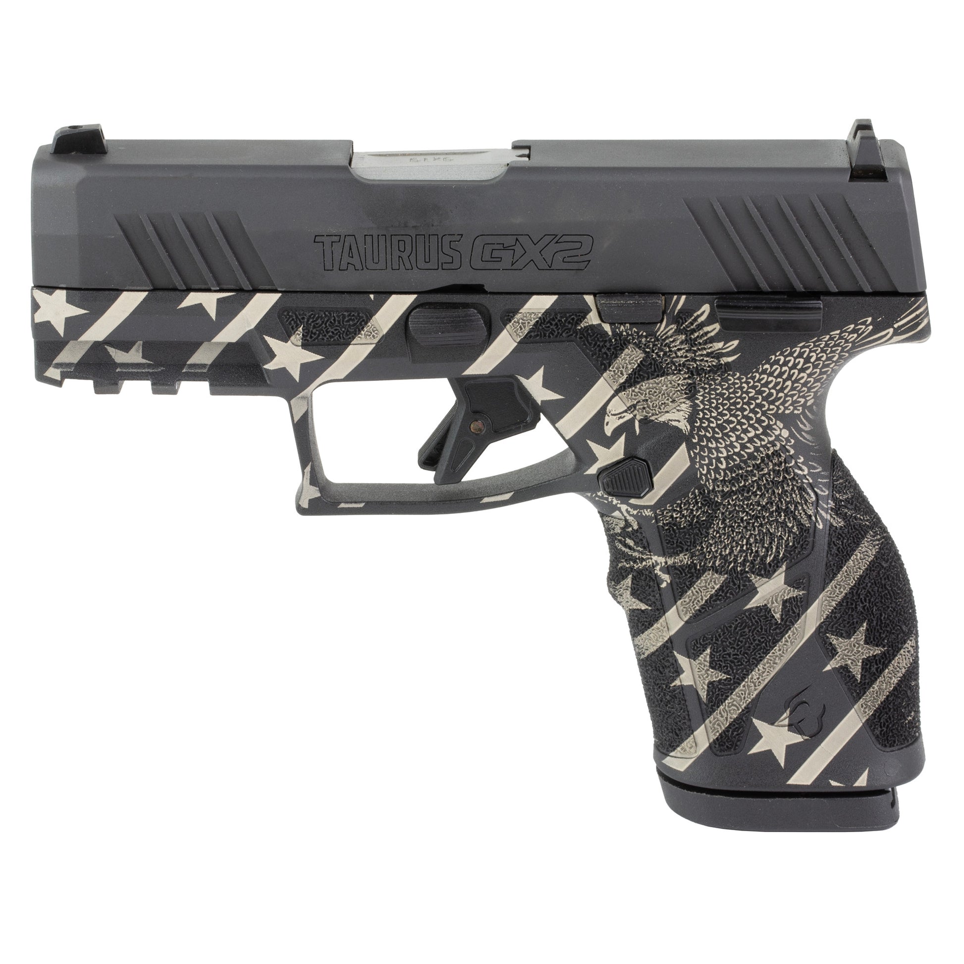 TAURUS GX2 FIREARM ON A WHITE BACKGROUND.