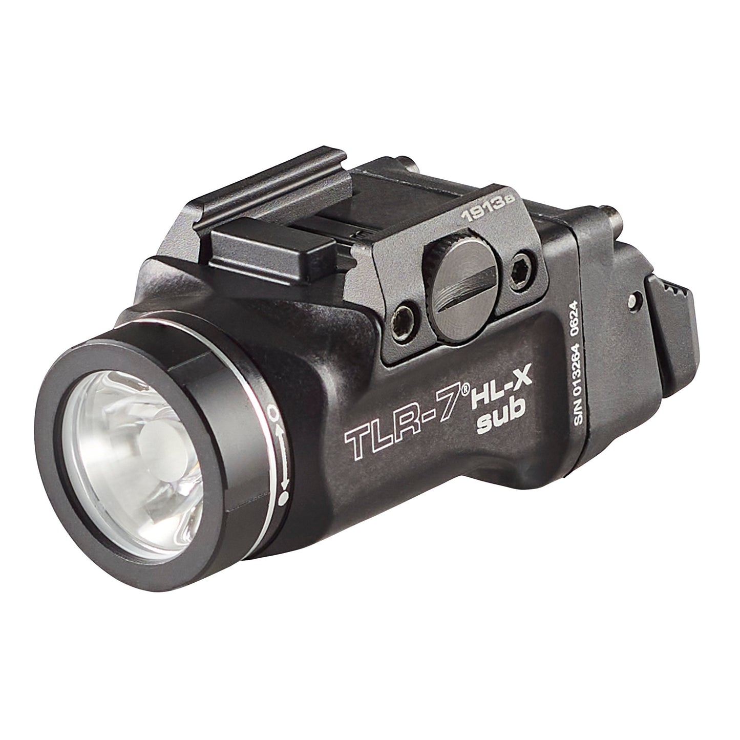 Black tactical flashlight with 'TLR-7 HL-X sub' branding on a white background