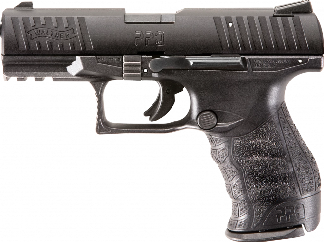 WALTHER PPQ FIREARM ON A WHITE BACKGROUND.