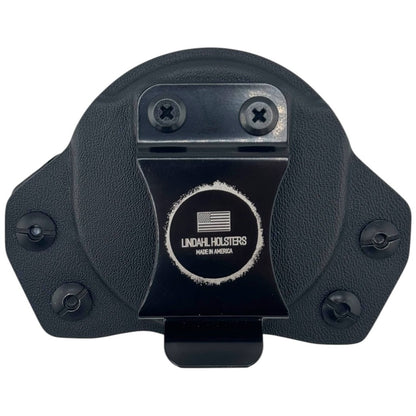 Black gun holster with 'Lundahl Holsters' branding on a white background